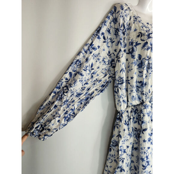 H&M Womens‎ Balloon Sleeve Pure Cotton Open-Back Dress XXL Cottage Core Coquette - Picture 6 of 14